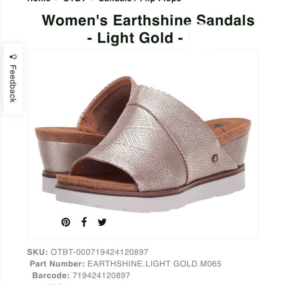 OTBT Women's Earthshine Sandals - Light Gold